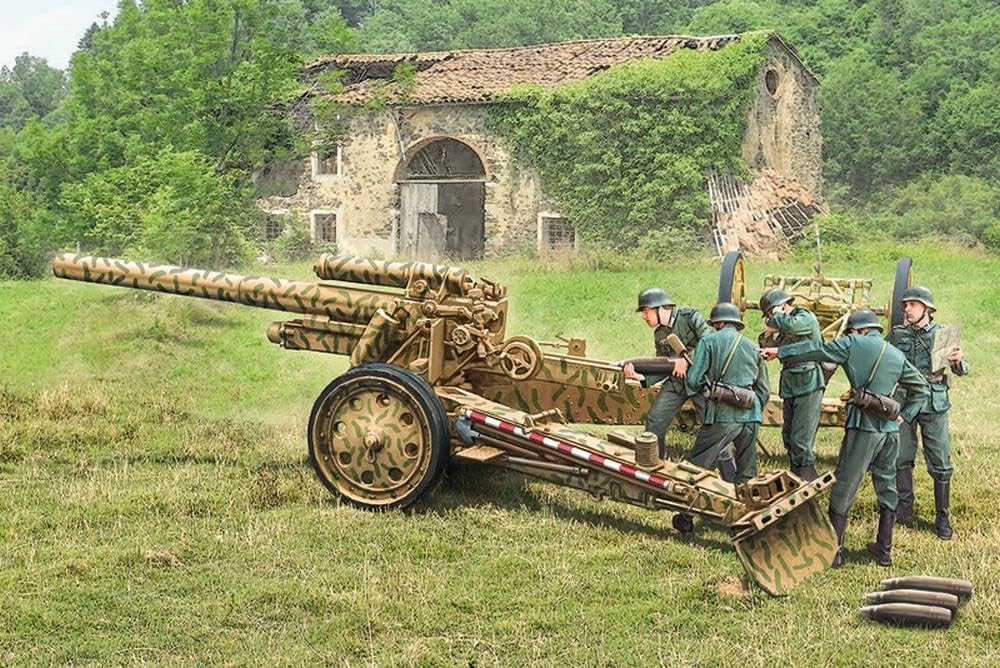 Italeri 7082S 1:72 15 cm FieldHowitzer/10.5 cm FieldGun, Construction, Standing Model Making, Crafts, Hobby, Gluing, Plastic Kit, Detailed, Multicoloured