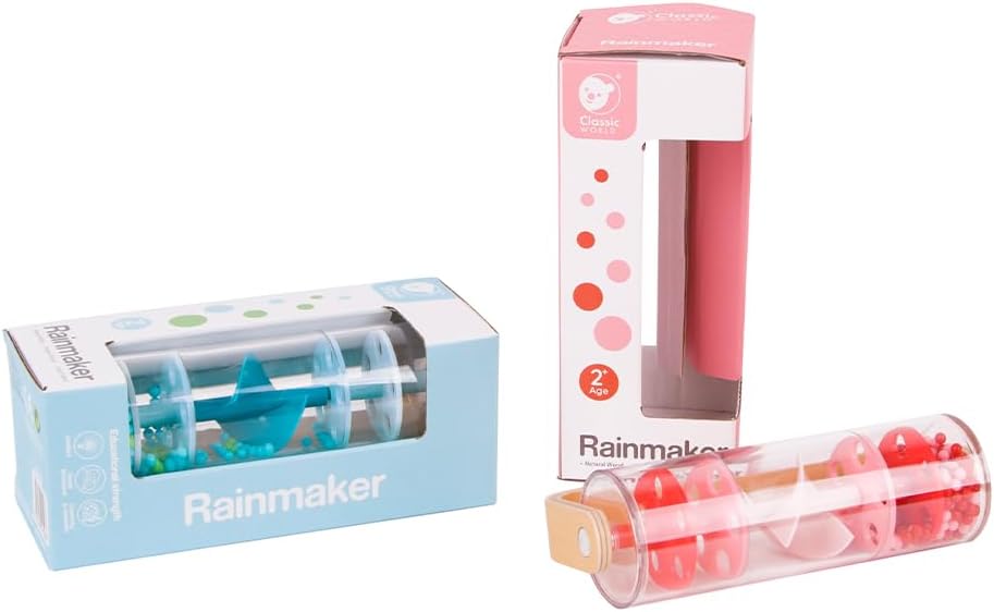 Classic World Rainmaker - Rainmaker Baby Toy - Baby Sensory Toys - Baby Learning and Development Toys - Auditory Instrument Toy - Baby Toys for 2+ Year Olds - Ideal Christmas Stocking Filler, Blue Gre