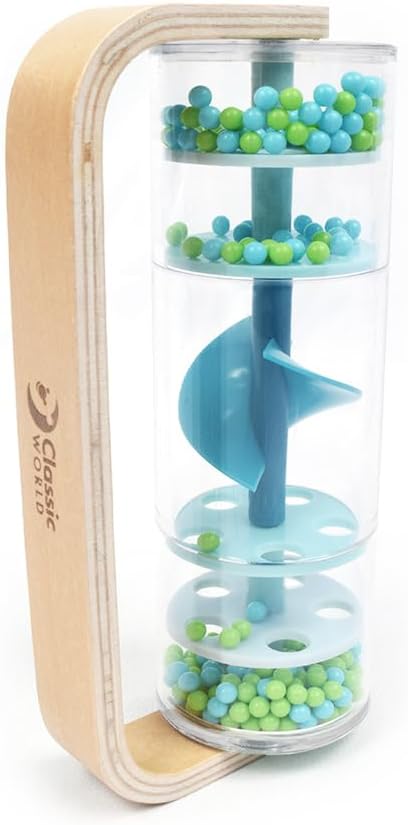 Classic World Rainmaker - Rainmaker Baby Toy - Baby Sensory Toys - Baby Learning and Development Toys - Auditory Instrument Toy - Baby Toys for 2+ Year Olds - Ideal Christmas Stocking Filler, Blue Gre