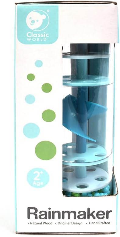 Classic World Rainmaker - Rainmaker Baby Toy - Baby Sensory Toys - Baby Learning and Development Toys - Auditory Instrument Toy - Baby Toys for 2+ Year Olds - Ideal Christmas Stocking Filler, Blue Gre
