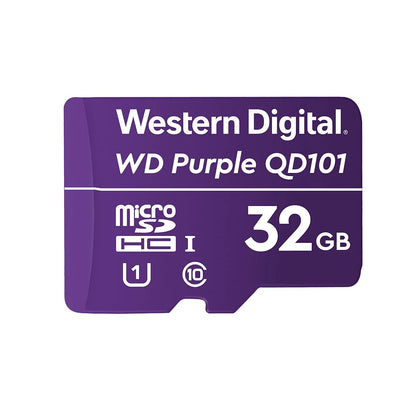 Western Digital WD Purple SC QD101 32GB Smart Video Surveillance microSDHC Card, Ultra Endurance Up to 16 TBW 32GB Current Version