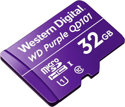 Western Digital WD Purple SC QD101 32GB Smart Video Surveillance microSDHC Card, Ultra Endurance Up to 16 TBW 32GB Current Version