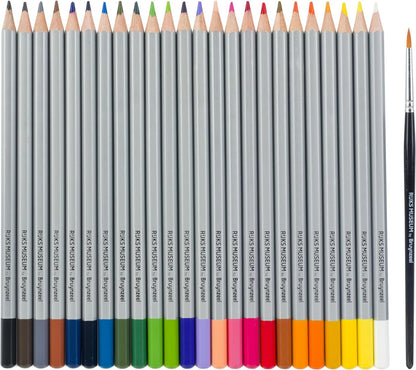 Bruynzeel & Rijksmuseum Professional Watercolor Pencil Set of 24 + Brush in Tin for Drawing & Coloring | Vincent van Gogh