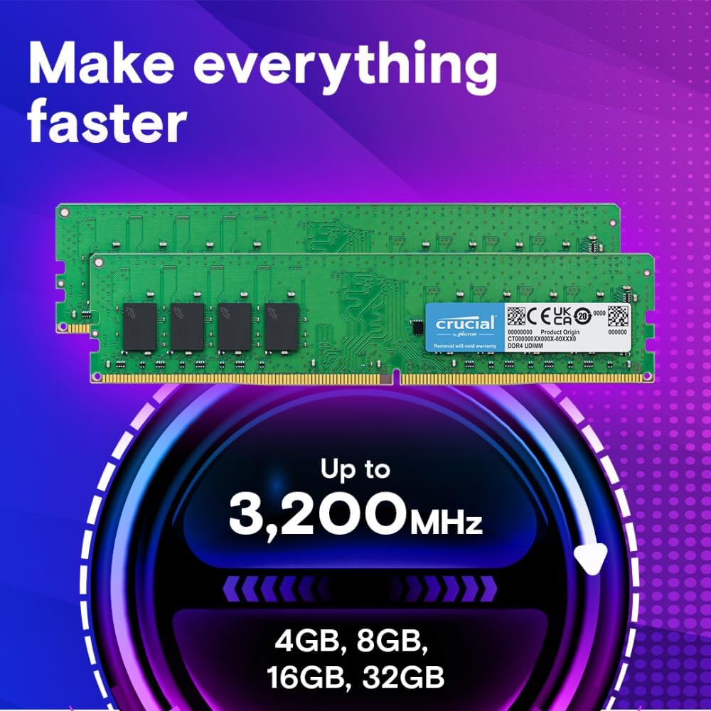 Crucial RAM 16GB DDR4 3200MHz CL22 (2933MHz oder 2666MHz) Desktop Arbeitsspeicher CT16G4DFRA32A