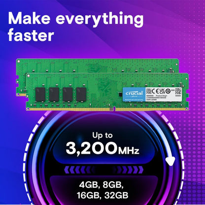 Crucial RAM 16GB DDR4 3200MHz CL22 (2933MHz oder 2666MHz) Desktop Arbeitsspeicher CT16G4DFRA32A