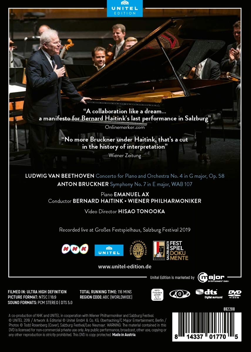 Beethoven Piano Concerto No. 4/Bruckner Symphony No. 7