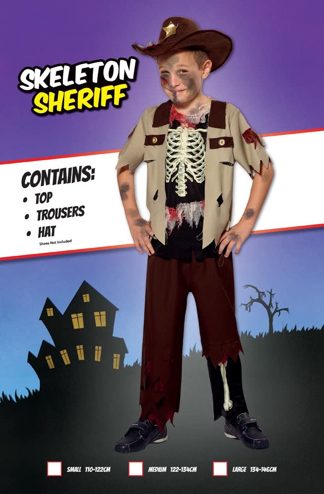 Bristol Novelty Skeleton Sheriff Costume (L) Childs Age 7 - 9 Years