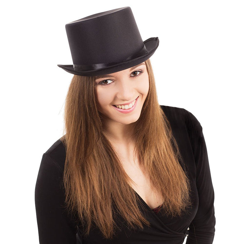 Bristol Novelty BH476 Top Hat Black Satin Look, Unisex-Adult