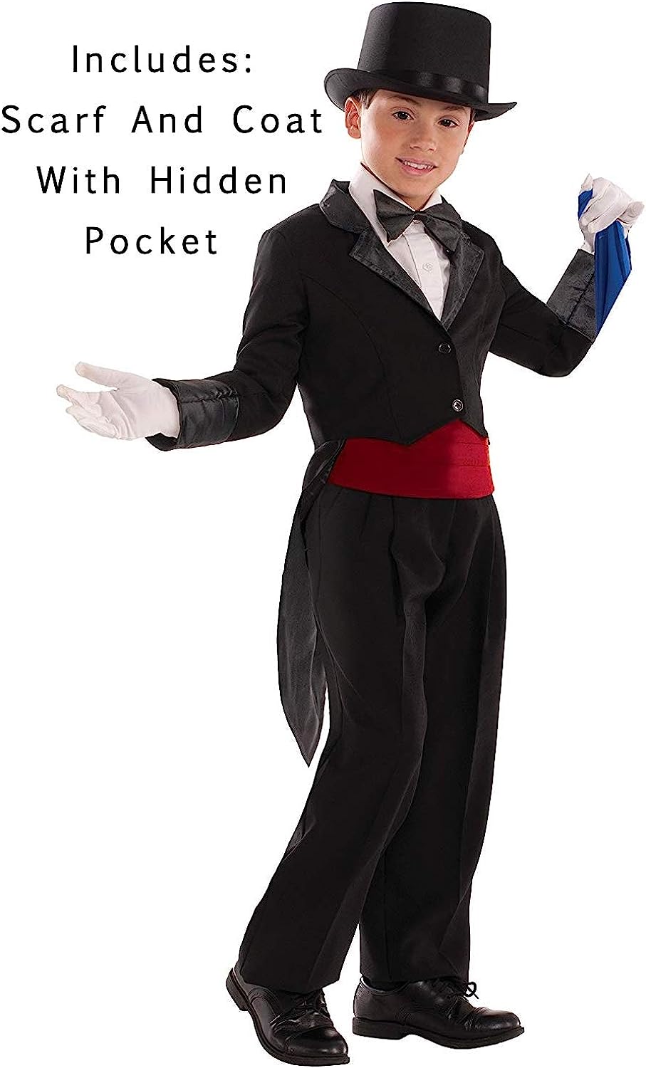 Kid's Black Magician's Tailcoat Costume, Medium Size (Pack of 1) - Eye-Catching Design, Perfect for Birthday Parties, World Book Day, Performances, & More Halloween Halloween
