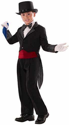Kid's Black Magician's Tailcoat Costume, Medium Size (Pack of 1) - Eye-Catching Design, Perfect for Birthday Parties, World Book Day, Performances, & More Halloween Halloween