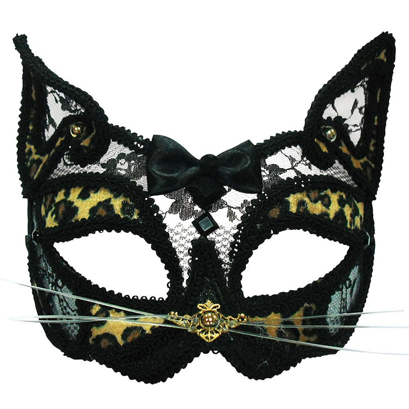 Bristol Novelty - Antifaz de lujo diseño encaje transparente de leopardo