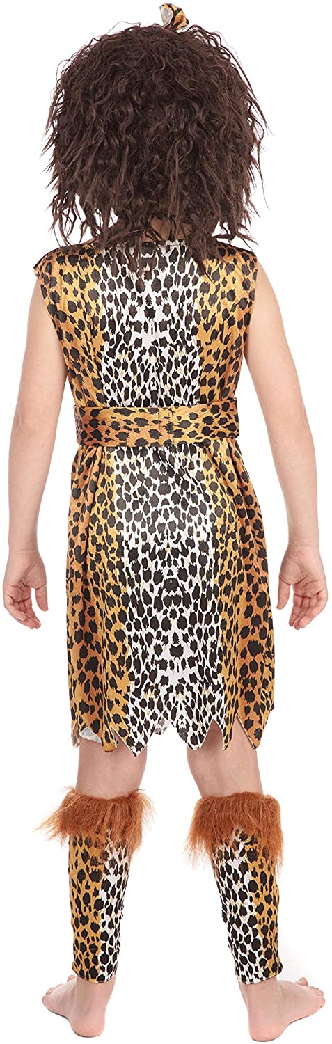 Bristol Novelty CC739 Cavegirl Costume with Wig, Medium, Multi-Colour, Approx Age 5 - 7 Years, Cavegirl + Wig (M