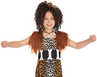 Bristol Novelty CC739 Cavegirl Costume with Wig, Medium, Multi-Colour, Approx Age 5 - 7 Years, Cavegirl + Wig (M