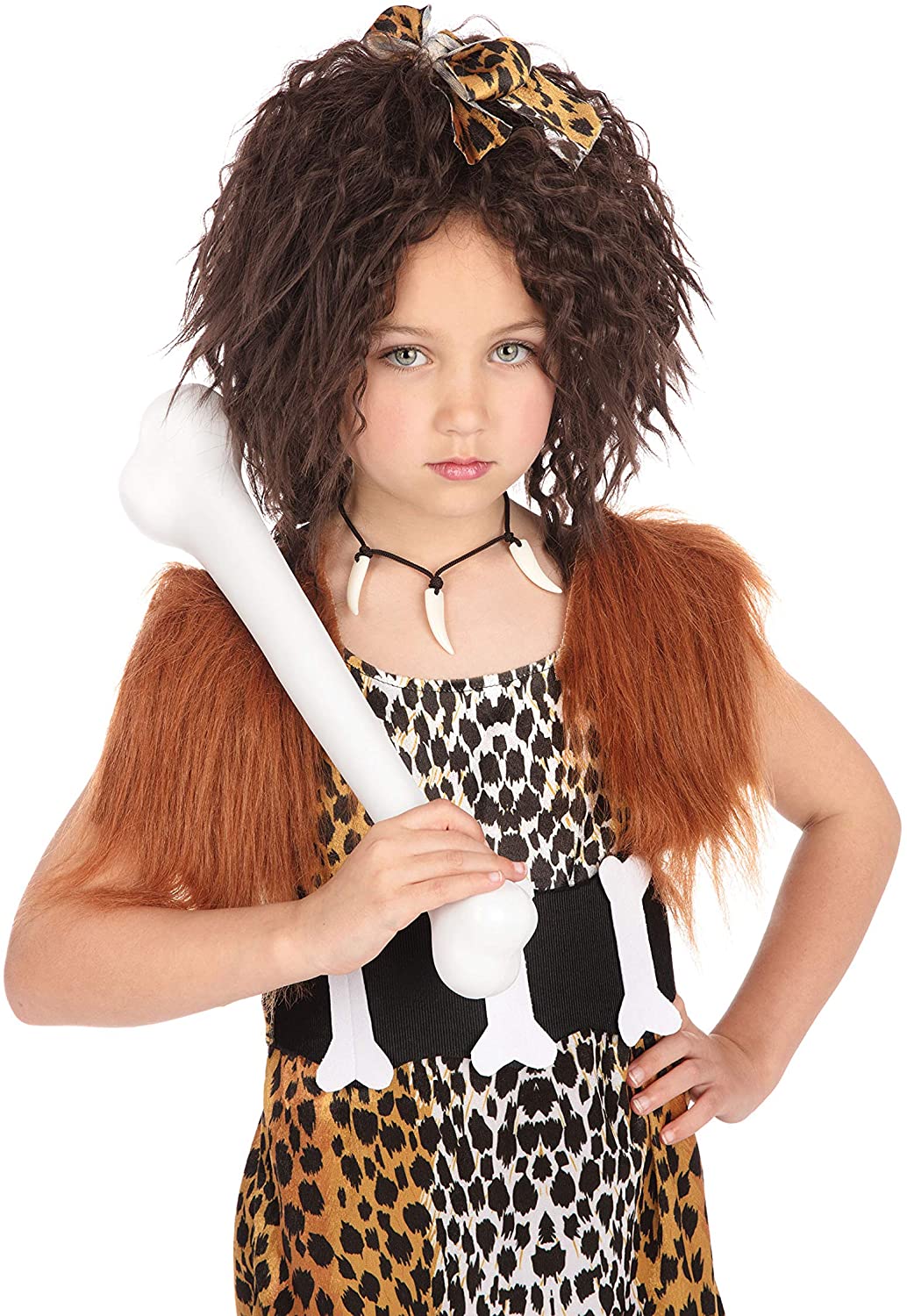 Bristol Novelty CC739 Cavegirl Costume with Wig, Medium, Multi-Colour, Approx Age 5 - 7 Years, Cavegirl + Wig (M