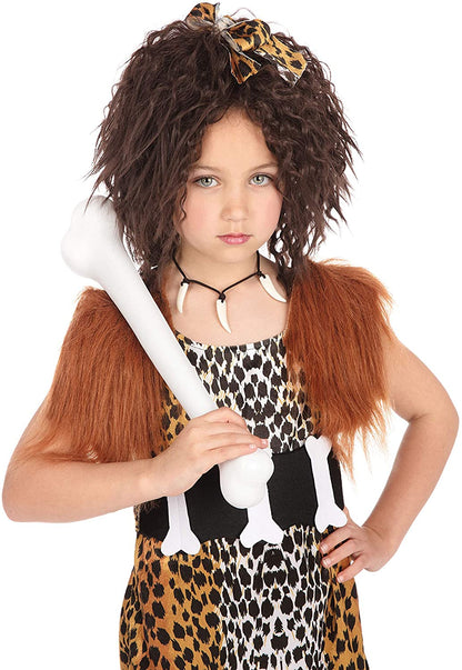 Bristol Novelty CC739 Cavegirl Costume with Wig, Medium, Multi-Colour, Approx Age 5 - 7 Years, Cavegirl + Wig (M