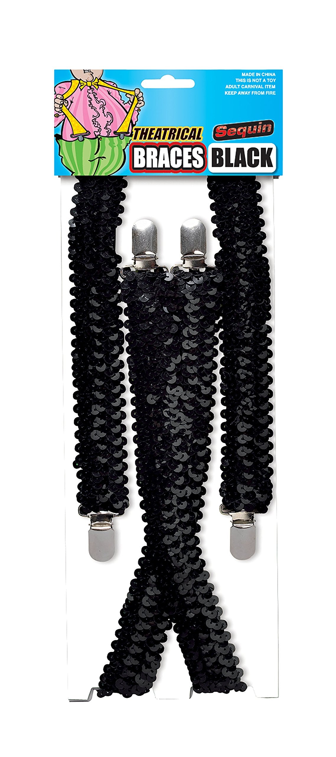 Bristol Novelty BA1025 Suspenders Braces | Unisex | Black Sequin, Mens, One Size 1 Black