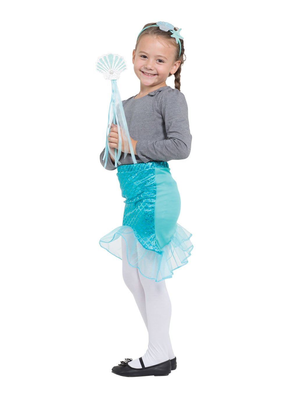 Bristol Novelty DS204 Children Costume | Mermaid Tutu/Headband and Wand Set | White and Green | Pack of 1, girls, turquoise, One Size