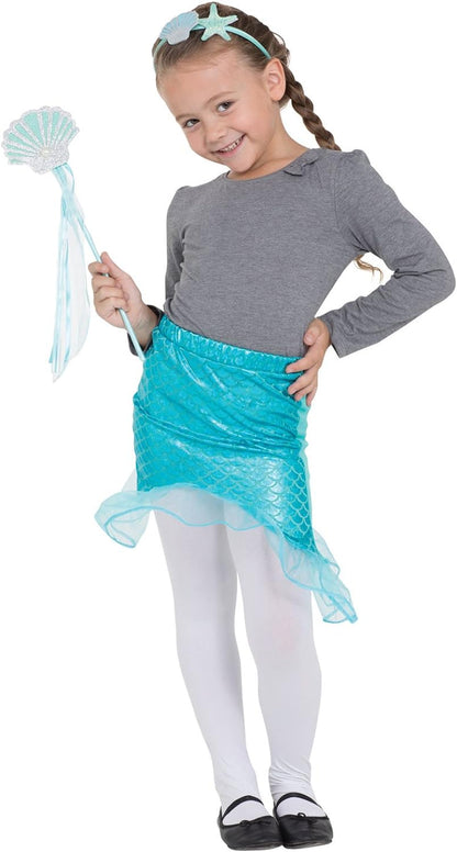 Bristol Novelty DS204 Children Costume | Mermaid Tutu/Headband and Wand Set | White and Green | Pack of 1, girls, turquoise, One Size