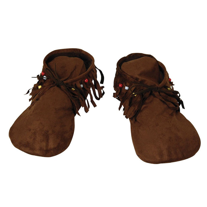 Bristol Novelty BA457 Hippy Indian Moccasins Men's Shoes | For Women | Brown Native American, One Size