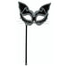 Bristol Novelty EM424 Cat Mask on Stick | Black and Silver | Pack of 1 Eye, Womens, Multi-Colour, One Size