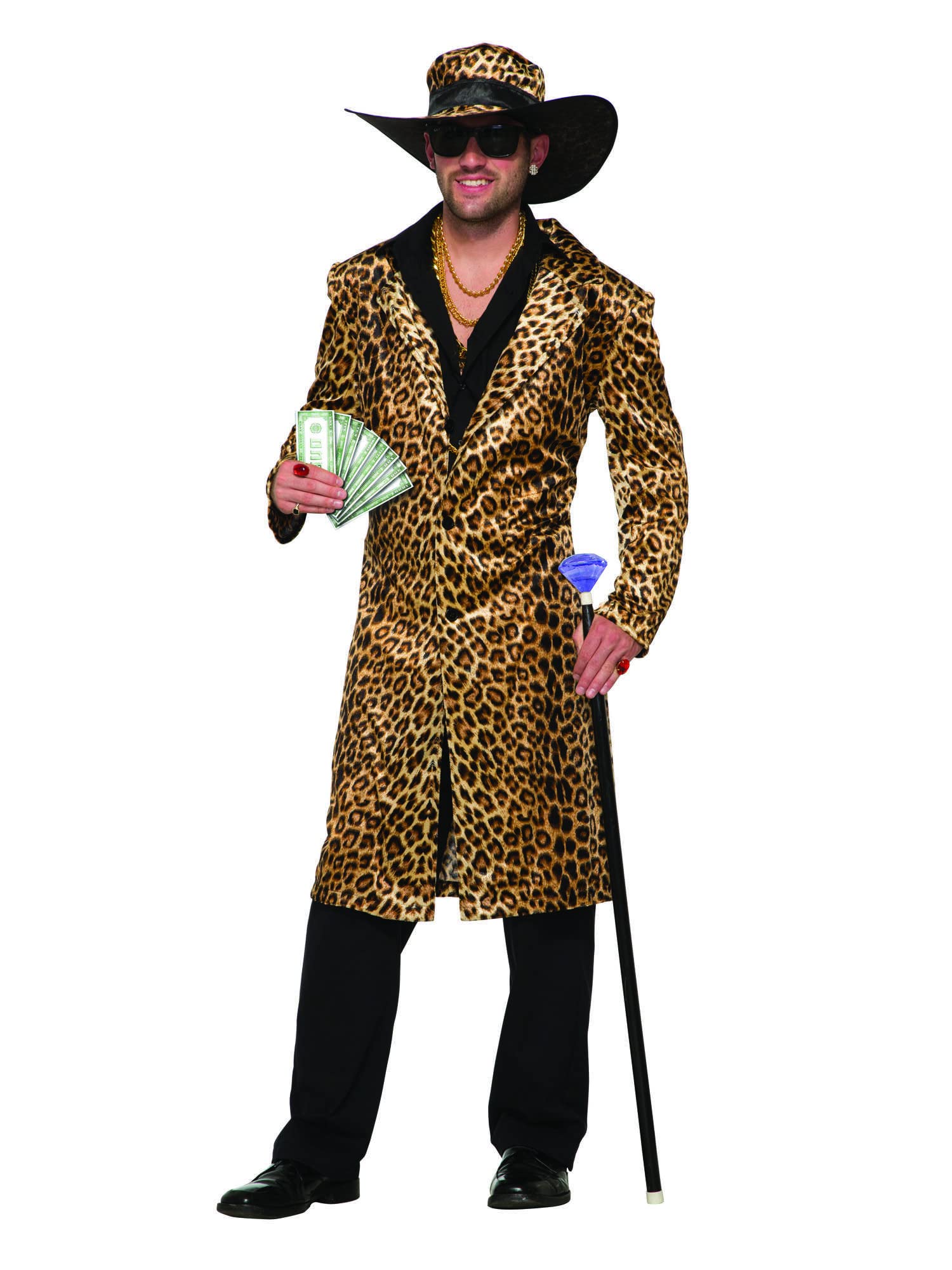 Bristol Novelty 78886 Partyangebot Funky Zuhälter-Jacke und Hut mit Leopardendruck, für Damen, wie in Abbildung, Brustumfang: 106,68–111,76 cm