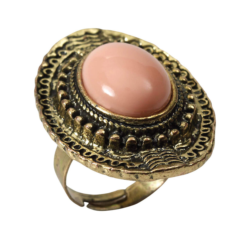 Forum Novelties BA1609 Stone Ring, Women, Bronze, Pink, One Size