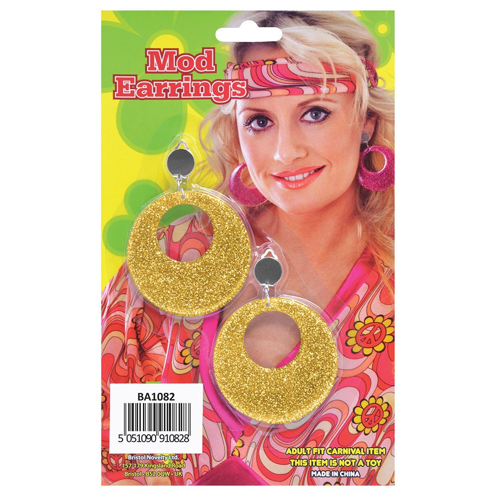 Adult 1960s & 1970s Fancy Dress Party Carnival Accessory Ladies Mod Ear Rings UK