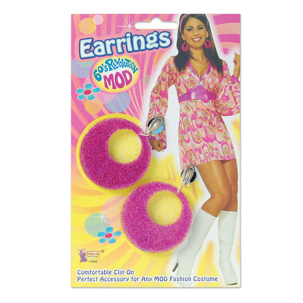 Adult 1960s & 1970s Fancy Dress Party Carnival Accessory Ladies Mod Ear Rings UK
