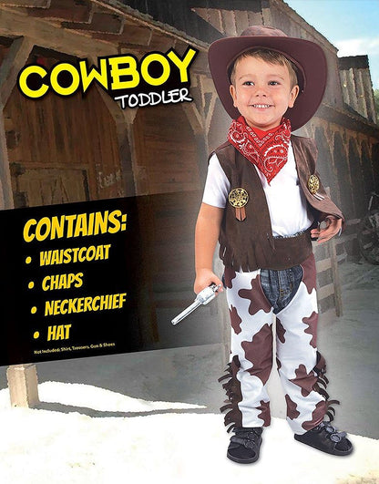 Bristol Novelty CC016 Cowboy Costume set | For Kids | Brown Toddler, White, X-Small
