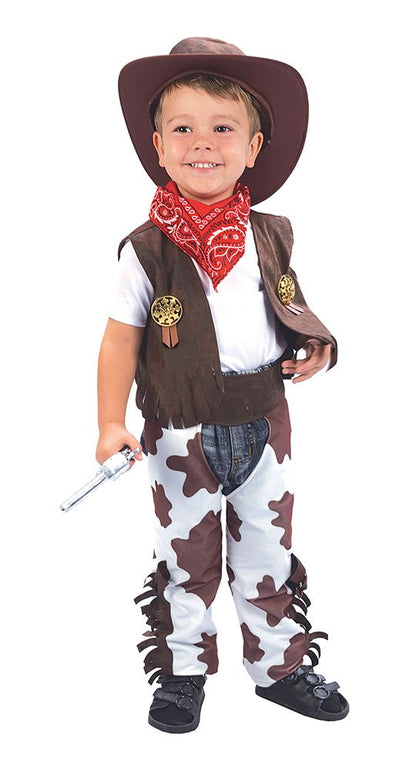 Bristol Novelty CC016 Cowboy Costume set | For Kids | Brown Toddler, White, X-Small