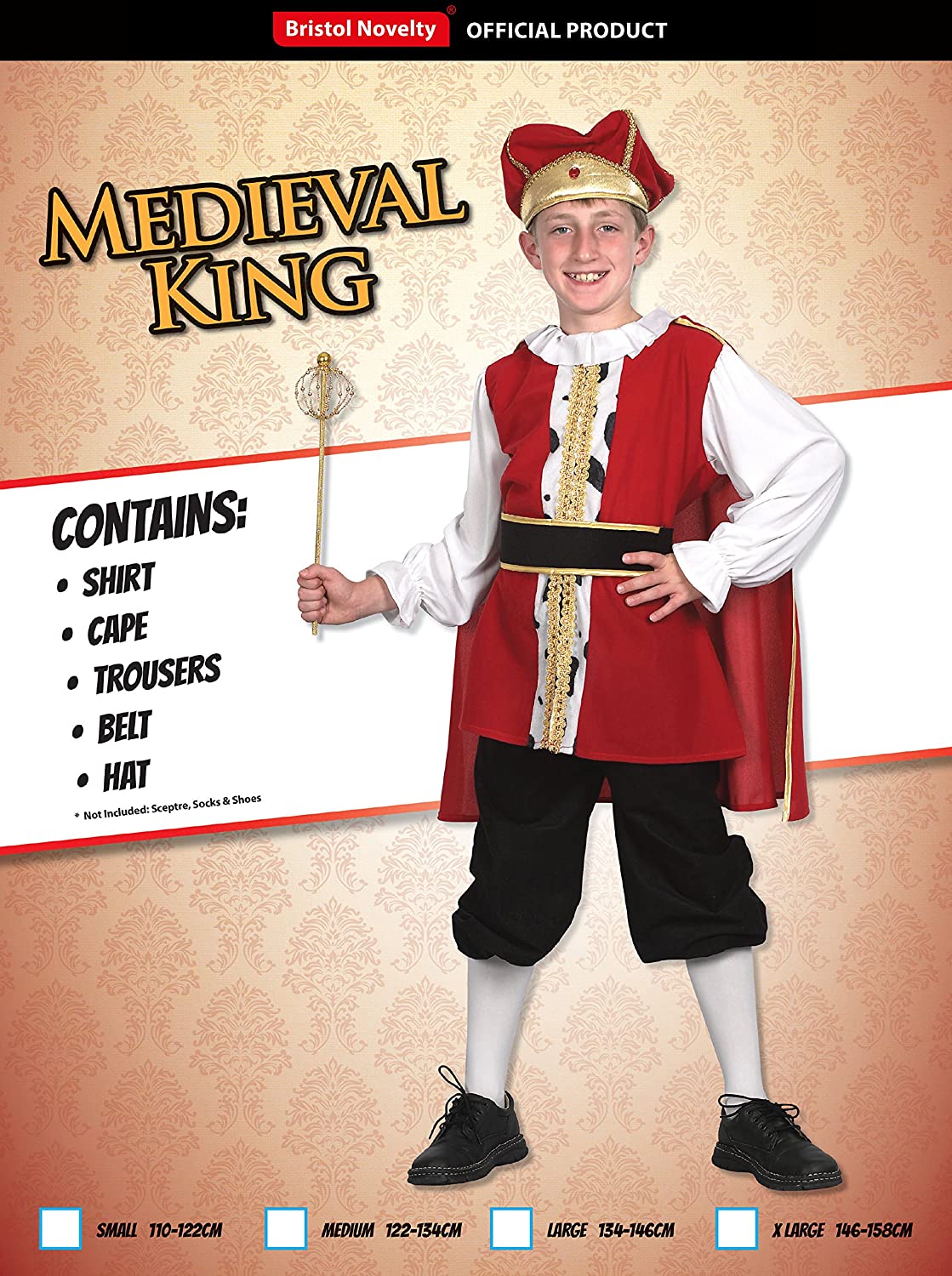 Boys 5 Piece Red Medieval Tudor Nativity King Christmas Fancy Dress Costume Outfit 4-14 years