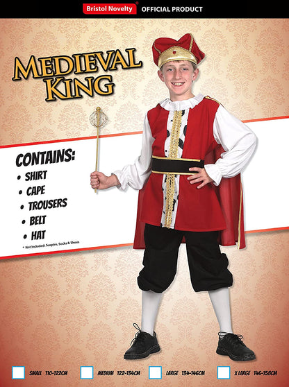 Boys 5 Piece Red Medieval Tudor Nativity King Christmas Fancy Dress Costume Outfit 4-14 years