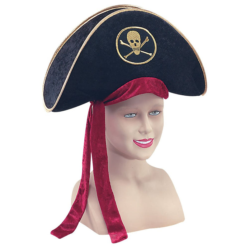 Bristol Novelty-BH304 Sombrero pirata prémium en terciopelo, color negro (BH304