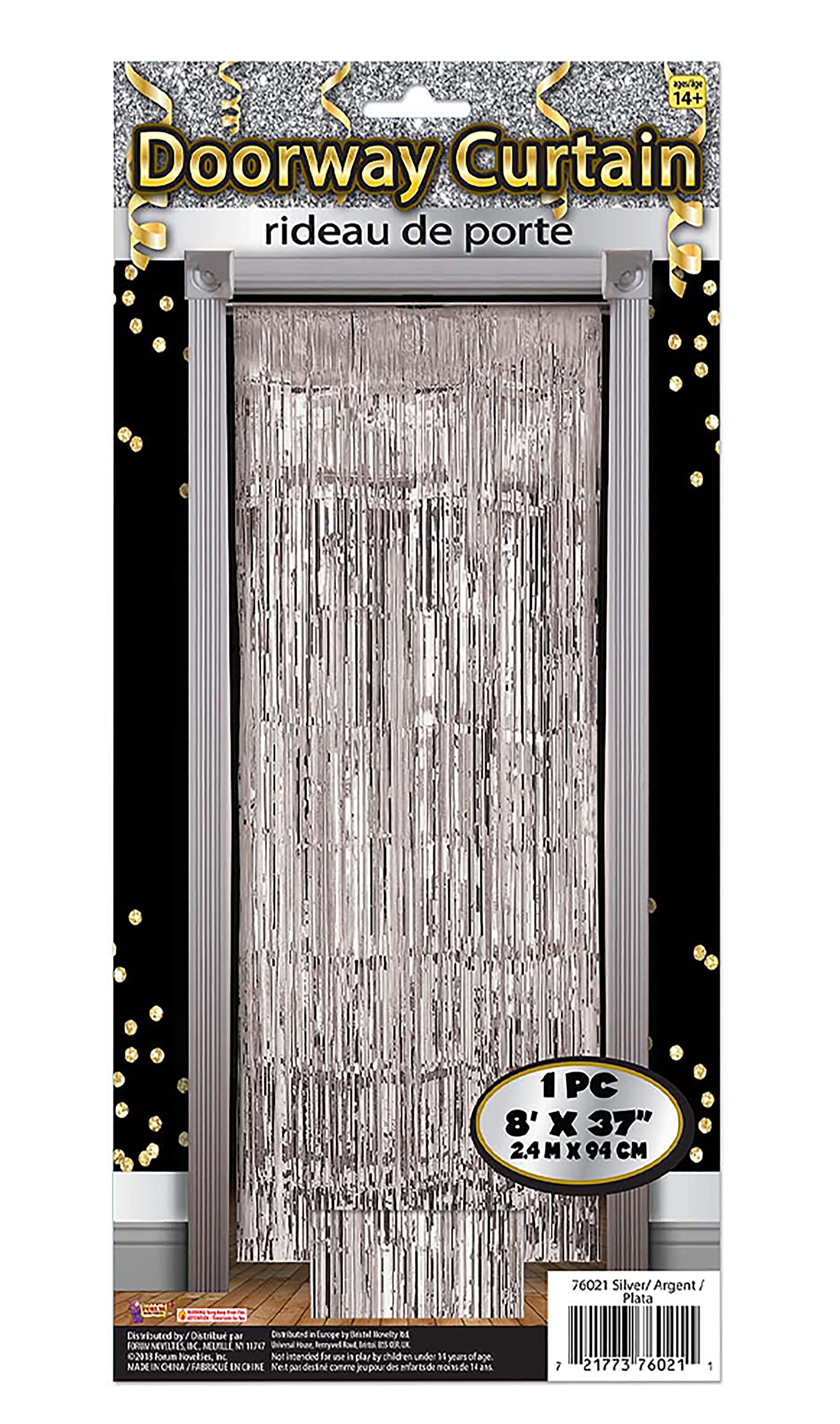 Forum Novelties X76021 Doorway Curtain | Silver Tinsel | 1pc, One Size