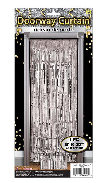 Forum Novelties X76021 Doorway Curtain | Silver Tinsel | 1pc, One Size