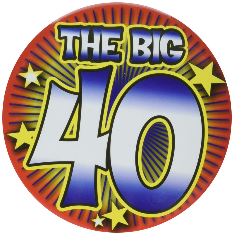 Bristol Novelty-x72203 Pin redondo gigante para 40 cumpleaños, Multicolor (x72203