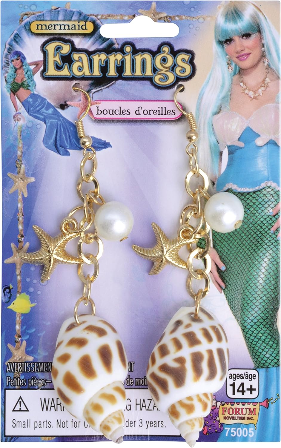 Forum Novelties 75005 Mermaid Earrings, Womens, One Size