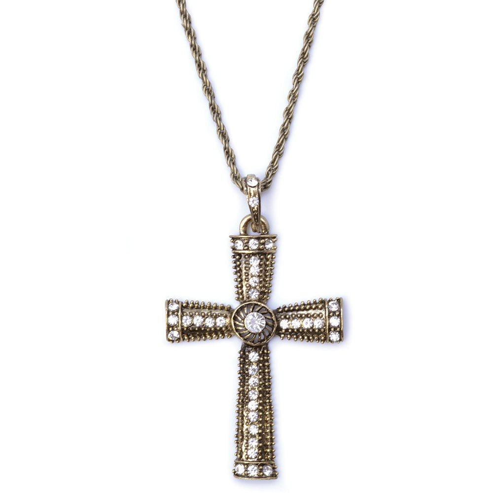 Bristol Novelty BA921 mit Steinen Besetzt Kreuz Halskette