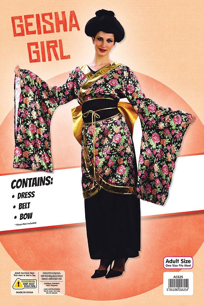 Bristol Novelty AC625 Geisha Girl Costume set| For Women | Multicolor