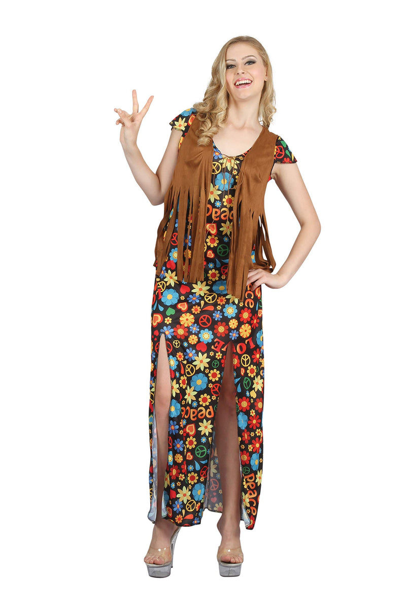 Bristol Novelty Damen Hippie-Kleid-Kostüm mit Blumen-Design
