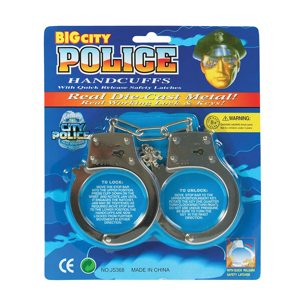 HANDCUFFS-BLISTER CARDED METAL - FANCY DRESS