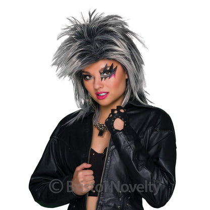 Bristol Novelty Novelty-BW185 BW185 Perruque de Rockstar, Gris/Noir, Taille Unique