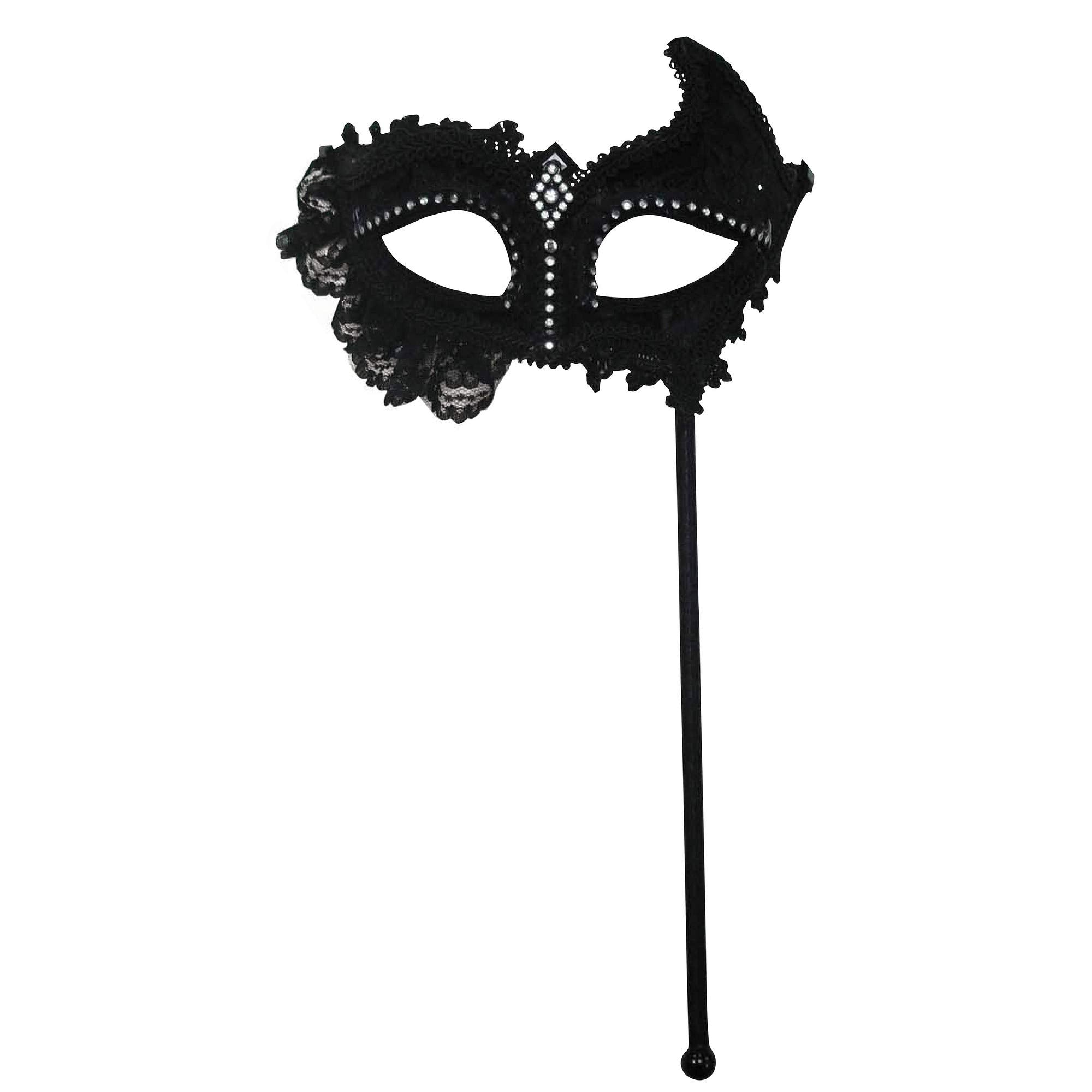 Black Mask with Lace attached to Handle