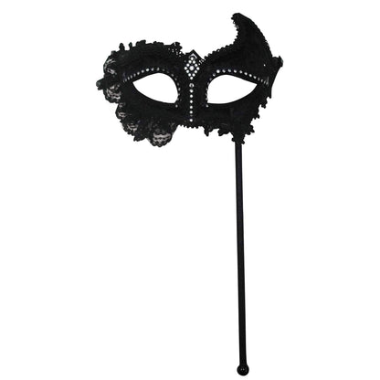 Black Mask with Lace attached to Handle