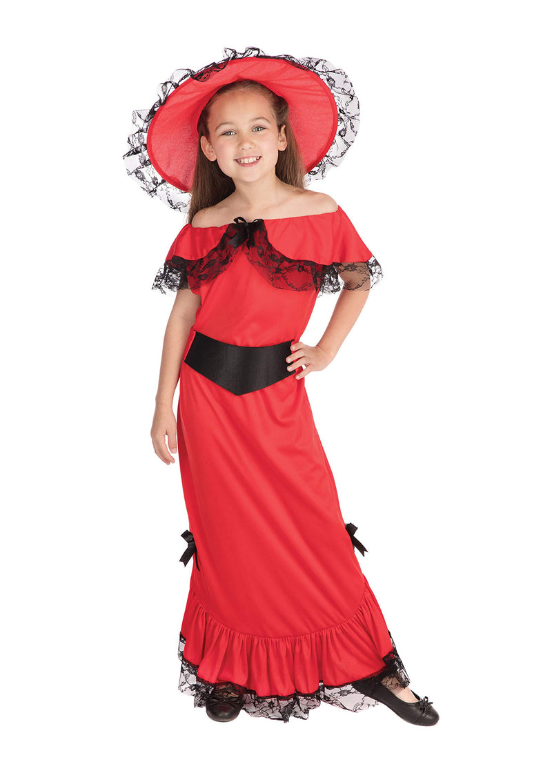 Bristol Novelty CC407X Scarlet O' Hara Costume set | For Kids | red Accessory, Age 10 to 12 Years Old
