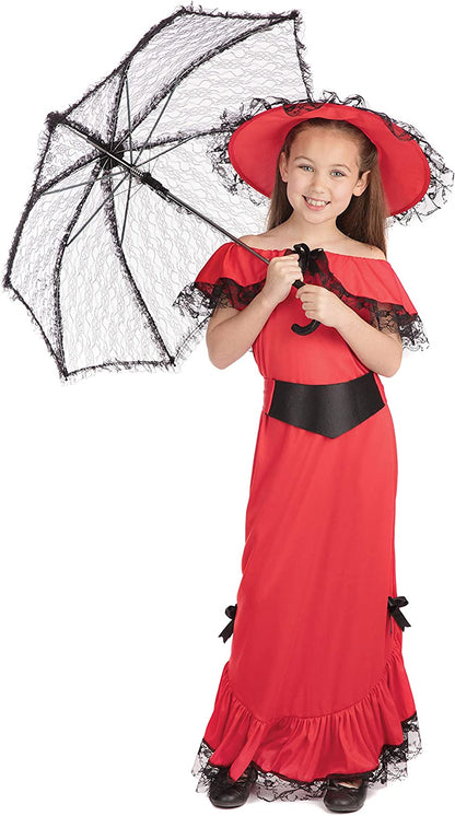 Bristol Novelty CC407X Scarlet O' Hara Costume set | For Kids | red Accessory, Age 10 to 12 Years Old