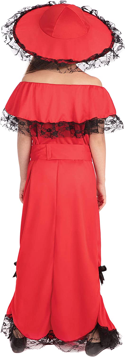 Bristol Novelty CC407X Scarlet O' Hara Costume set | For Kids | red Accessory, Age 10 to 12 Years Old
