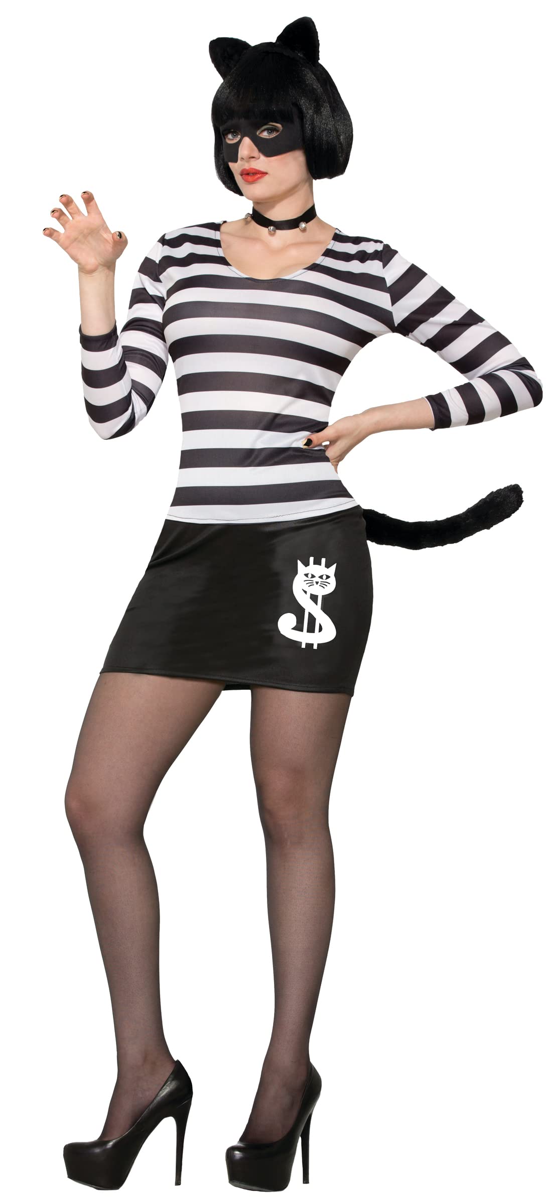 Bristol Novelty-AC78162 Disfraz de gata ladrona para mujer, Color blanco, UK Size 10-14 (AC78162