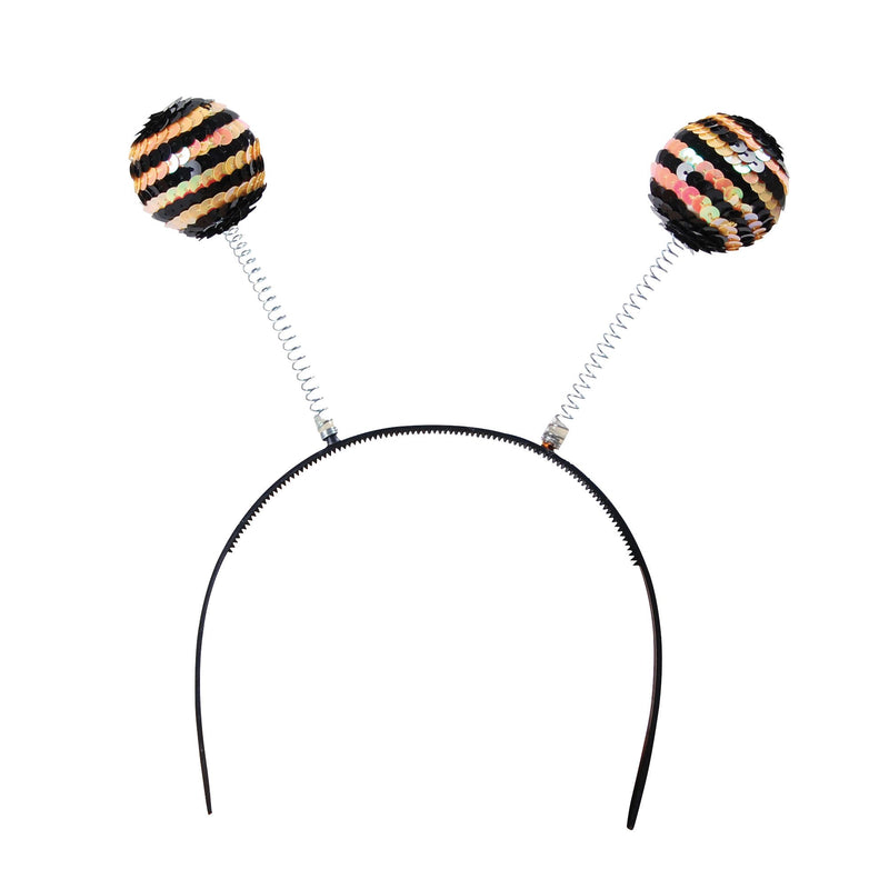 Yellow & Black Sequin Bumble Bee Head Boppers on Headband (accesorio de disfraz