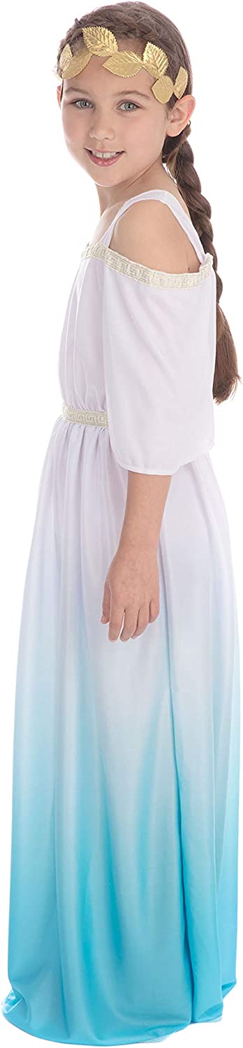 Bristol Novelty Roman Goddess Girls Costume, Child Fancy Dress, Turquoise